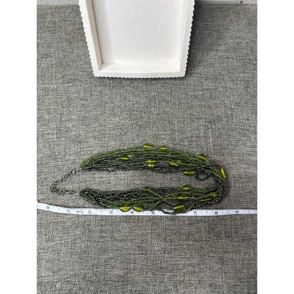 Multi Strand Green Seed Beads Necklace Womens Fashion - Picture 3 of 3